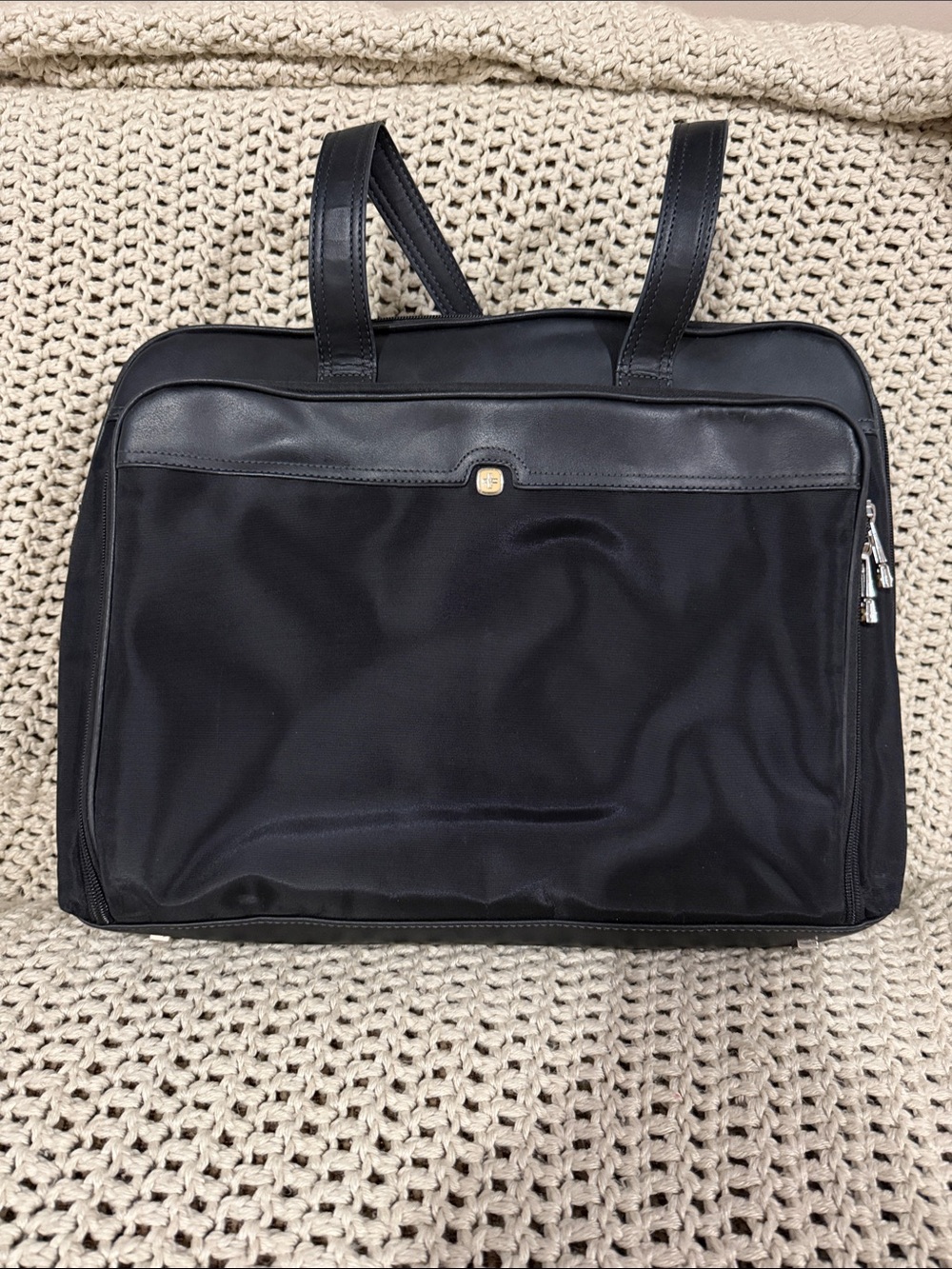 Wenger Black Laptop Tote with Leather Trim